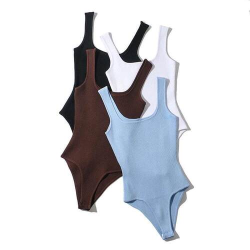 Women'S 3 Piece New Knitted Solid Color Square Neck High