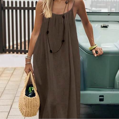 Womens Backless Loose-Fitting Dress Sleeveless Design