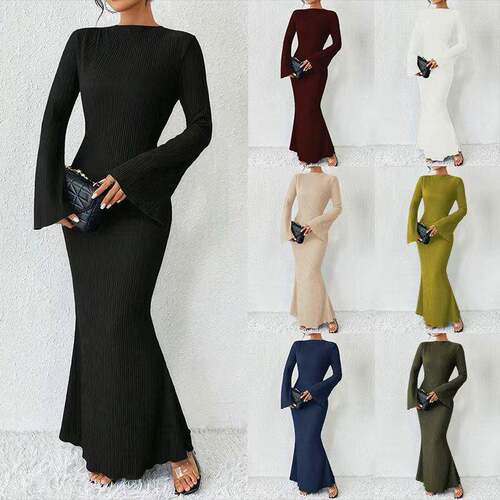 Womens Sweater Dress Fall 2025 Casual Boat Neck Long Sleeve