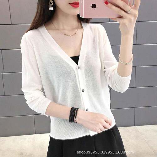 Womens Half Short Sleeve Cardigans Summer Lightweight Knit V