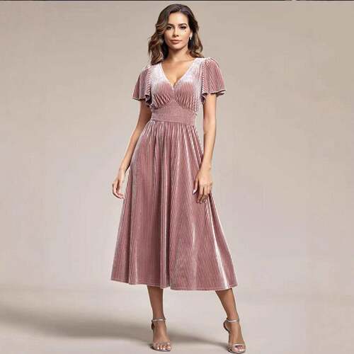 Plus Size Curvy Dress Dress Spring Dress Graceful V-Neck