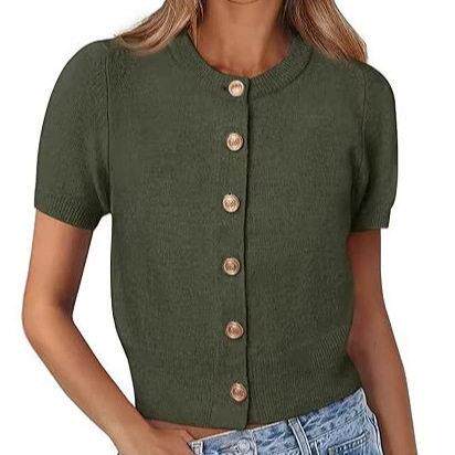 Womens Casual Summer Short Sleeve Cardigans Button Down