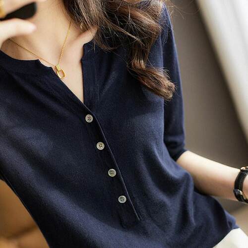 Women'S Plain Sweater Casual Solid Color Fitted Knit Top For
