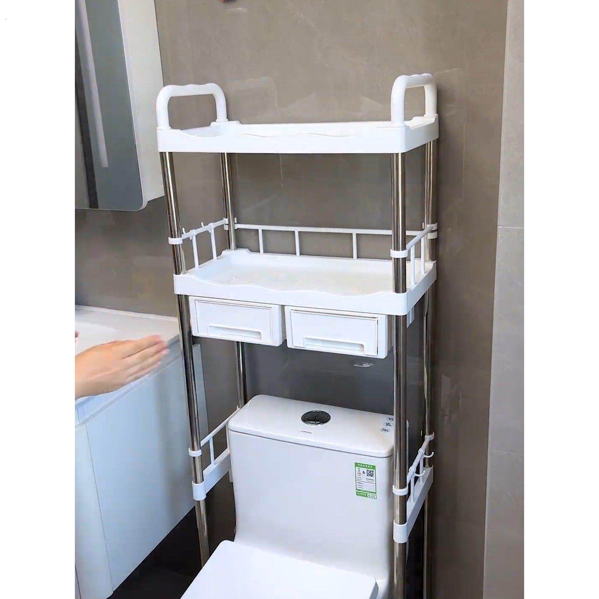 带抽屉卫生间置物架多层洗衣机马桶置物架浴室创意收纳落地式