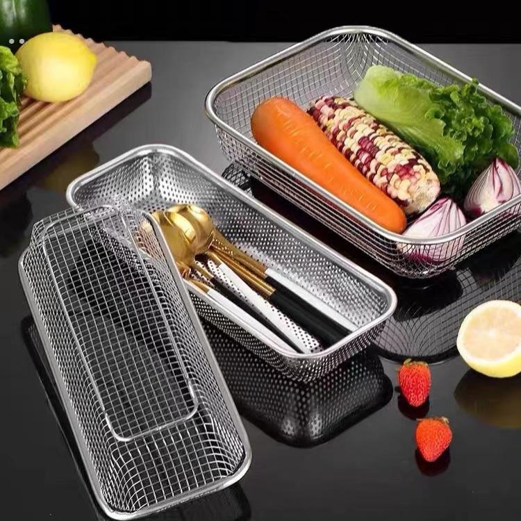 铁丝网筛子不锈钢洗菜盆沥水篮方形漏洗菜篮厨房淘菜盆网篮水果篮