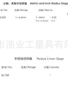 螺距规4824-12Tr30度2-20mm12片 ACME29度螺纹样板1-12TPI16片