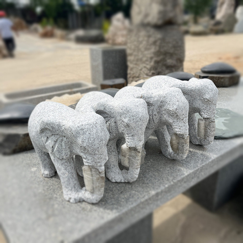 石雕大象迷你桌面鱼缸造景摆件