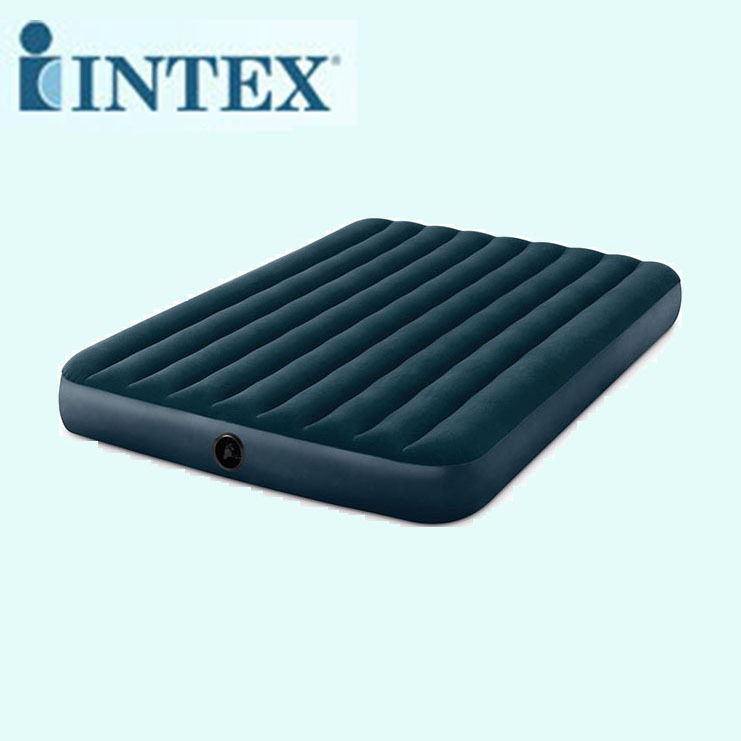 美国INTEX64734 绿色植毛线拉双人加大空气床 植绒充气床垫