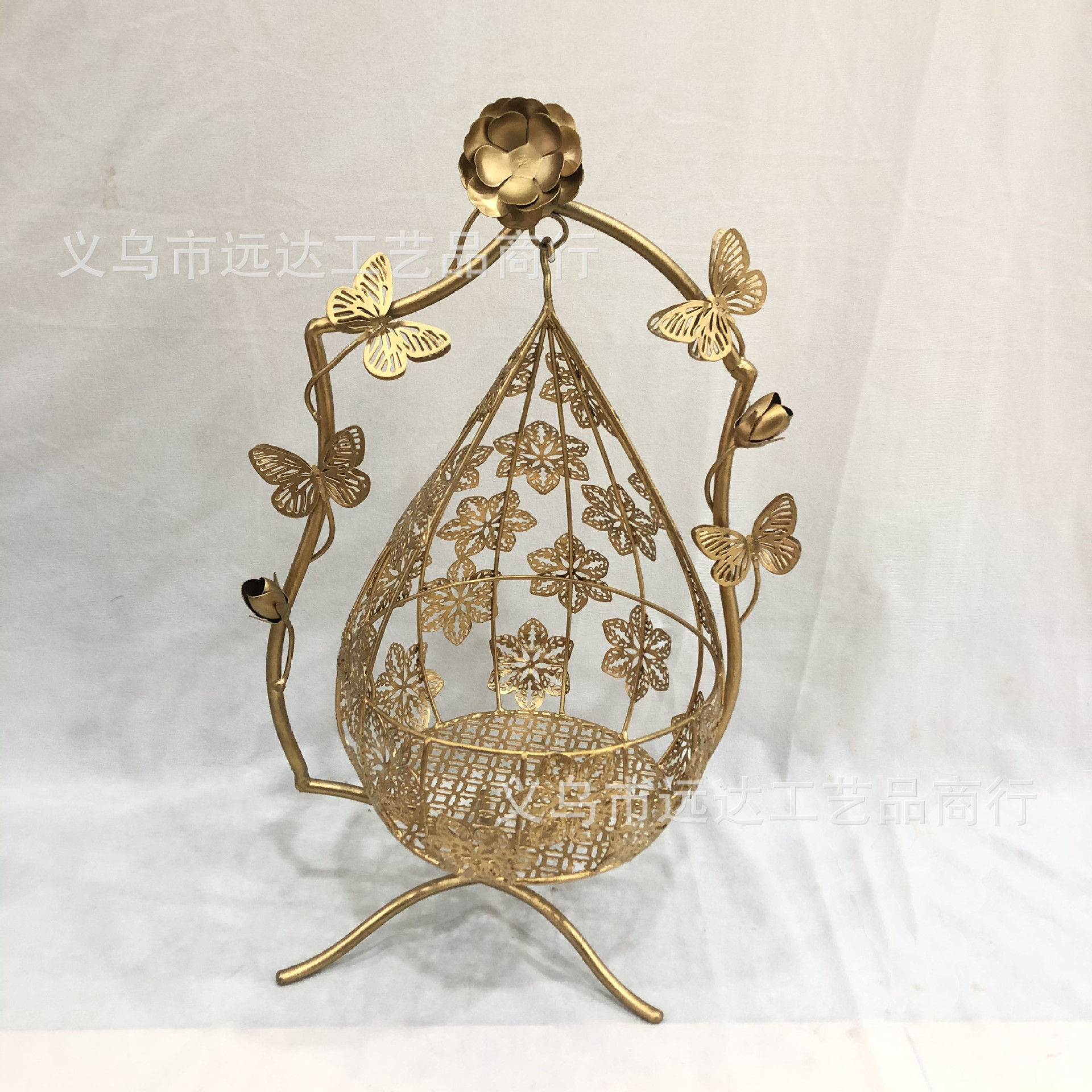 欧式轻奢铁艺镂空蝴蝶花瓶