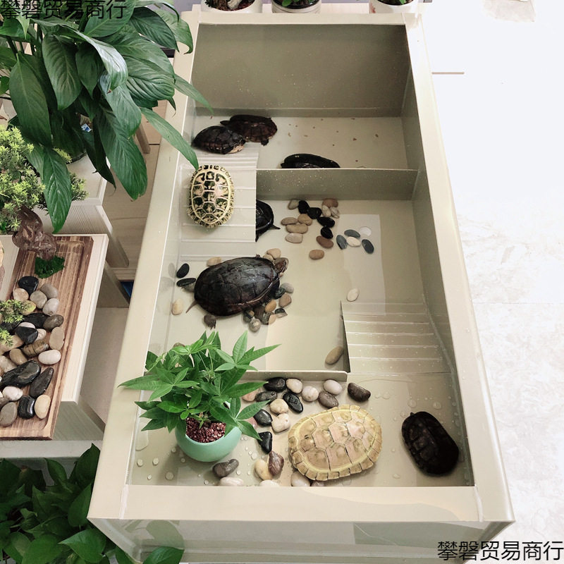 乌龟缸带晒台大号龟池阳台家用乌龟养殖箱喂食区龟箱繁殖塑料龟缸