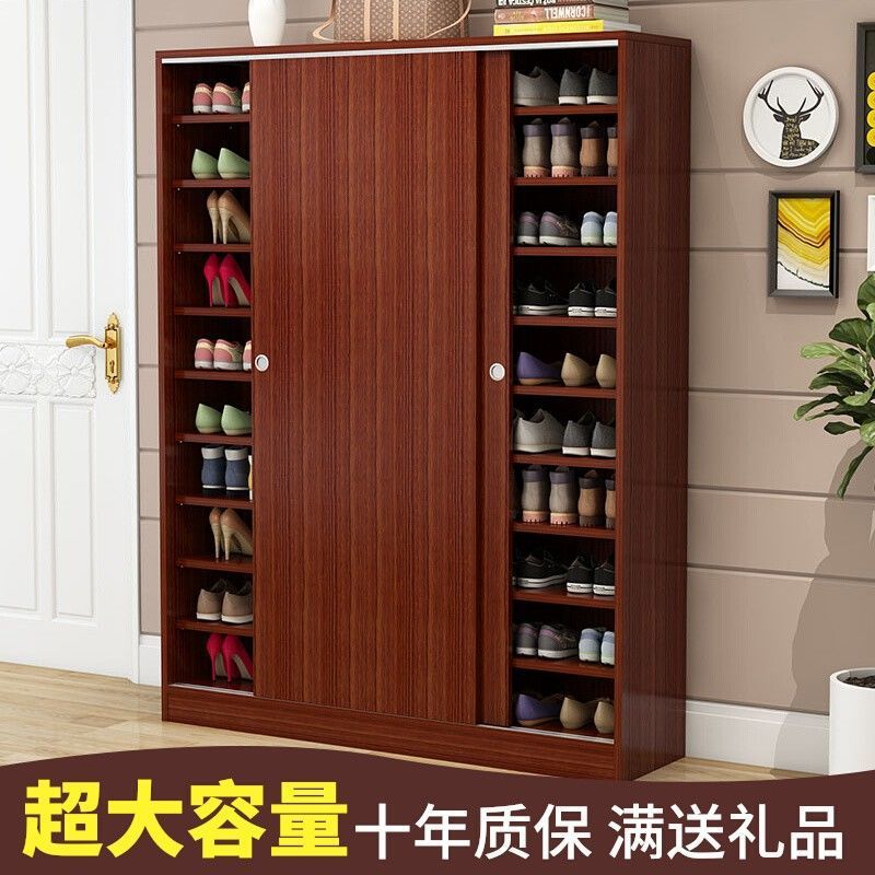 简易实木多层玄关推拉门大容量鞋