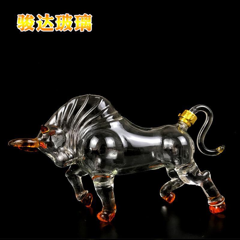 现货供应动物造型玻璃酒瓶生肖牛工艺十二玻璃瓶工艺品