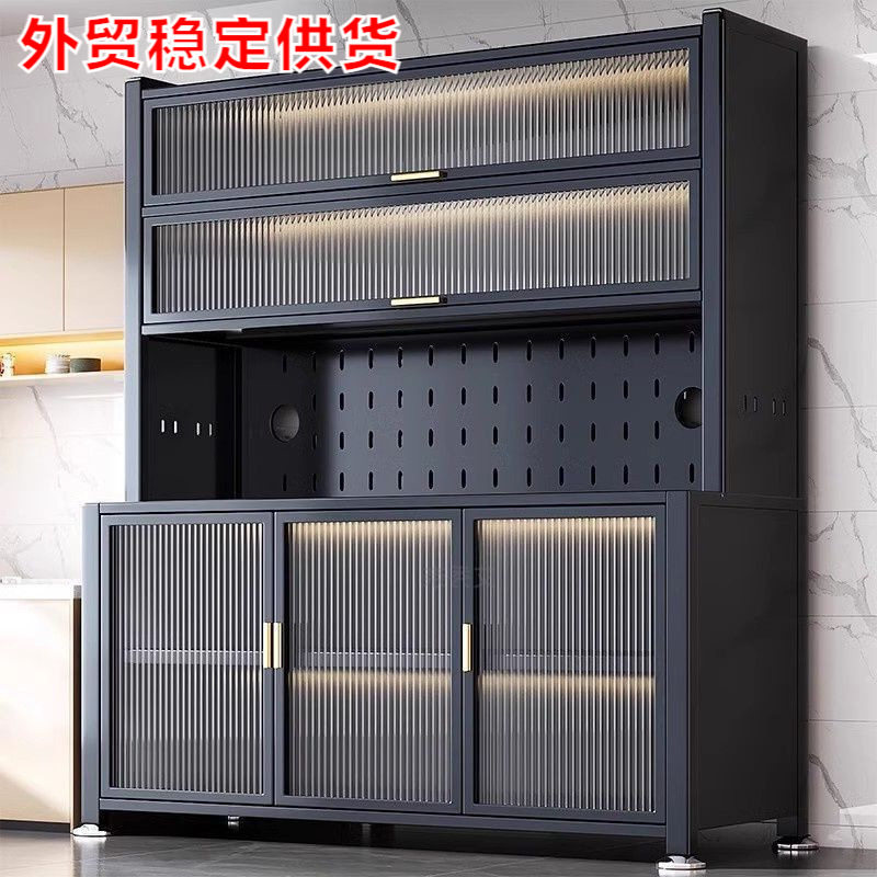 厨房多层餐边柜家用储物柜多功能置物架客厅微波炉烤箱钢制收纳柜