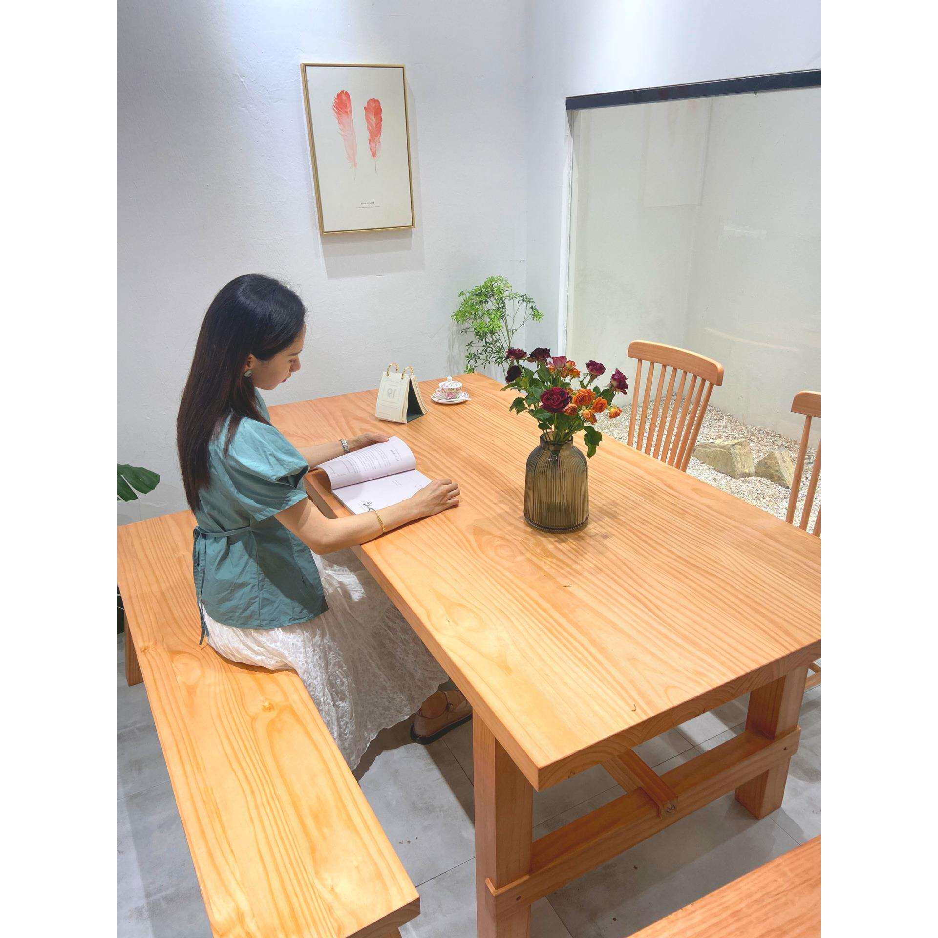 日式实木餐桌椅组合长条餐厅客厅大户型饭桌原木工作台8人6人桌子