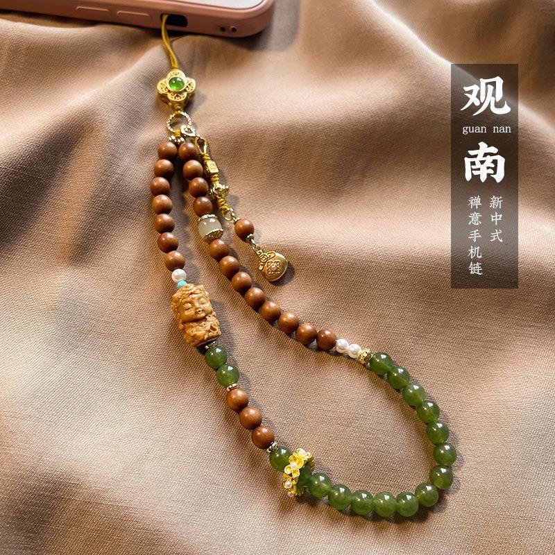 沐匙芭比檀木精致手机链玉髓檀香木手机挂件福袋手腕款防丢挂饰