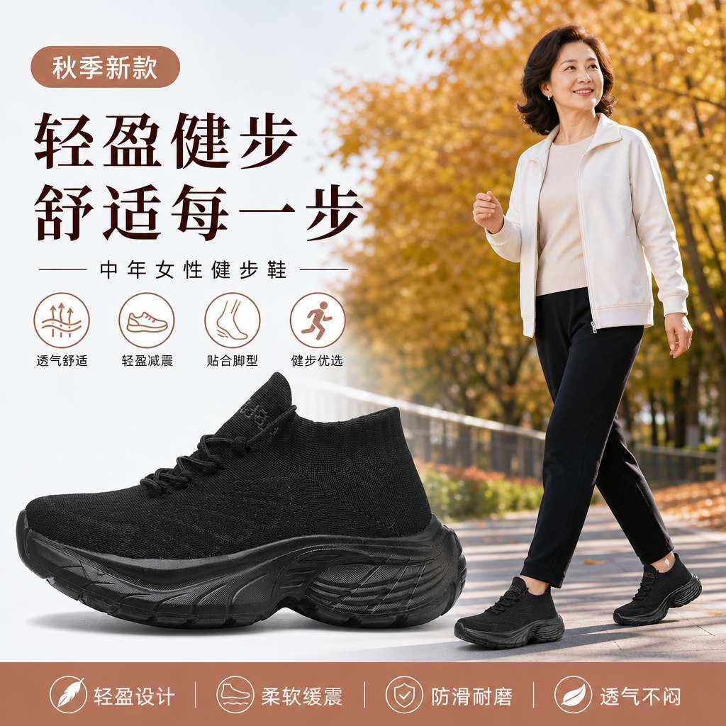 牛霸道运动轻便防滑广场舞鞋女款