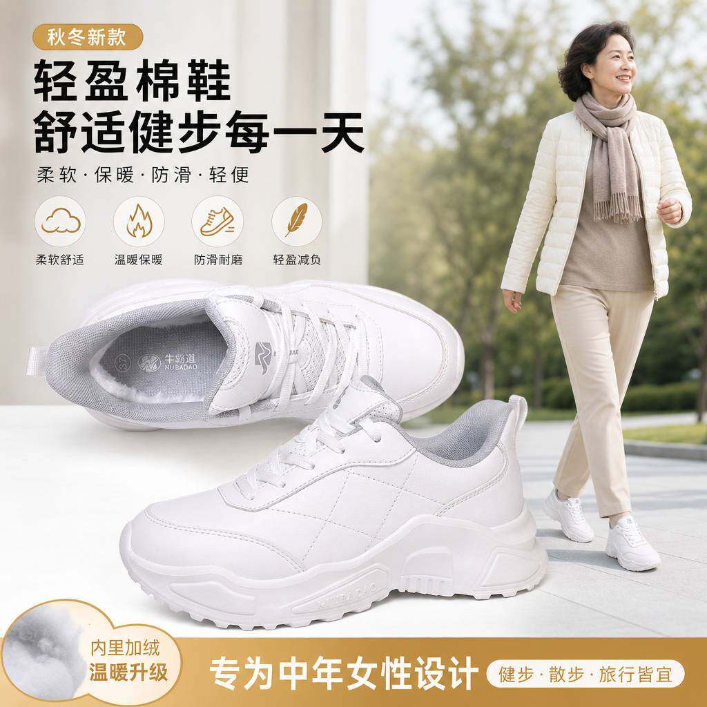 牛霸道冬季运动鞋加棉广场舞鞋