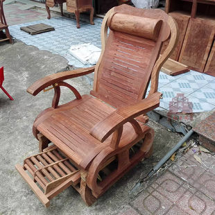客厅躺椅大果紫檀实木摇椅缅甸花梨木逍遥椅木制老人椅 红木中式