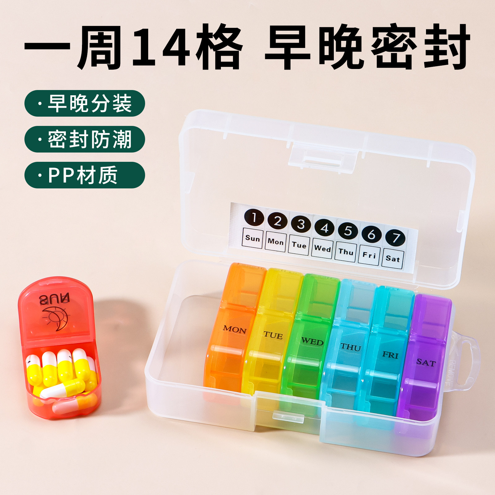 一周七天早晚迷你药盒图片