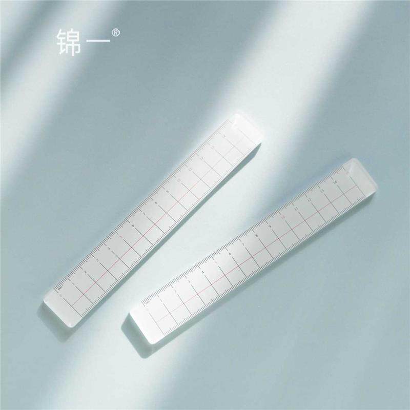 锦一文具 简约设计直尺 透明亚克力双色直尺 多功能简约画图比例