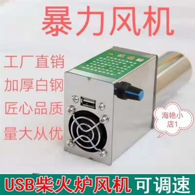 气化炉鼓风机家用柴火灶小型电动双风扇风机家用无烟灶usb烧优选
