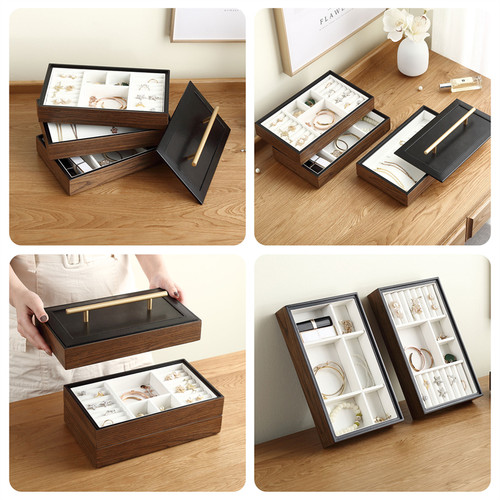 极速Casegrace 3-Layers Jewelry BBox Luxury Large Wooden Orga