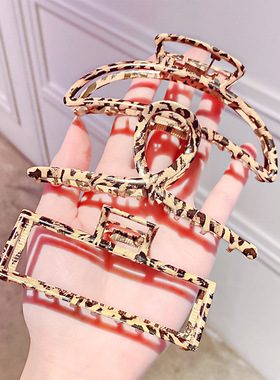 极速New Leopard Geometric Large Barrettes HaPir Clips Hair C