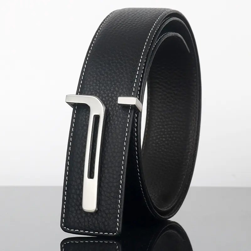 真皮皮带双面头层牛皮简约高档不锈钢平滑扣年轻人裤腰带潮男礼物