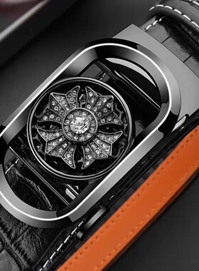 男士皮带高档真皮百搭年轻人个性旋转腰带时尚休闲时来运转裤腰带