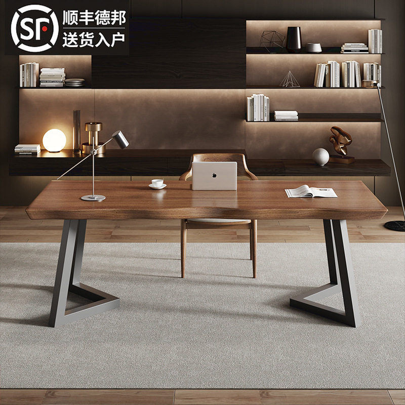 批发简约实木电脑桌铁艺办公桌书桌 家用写字桌 会议桌工作台式大