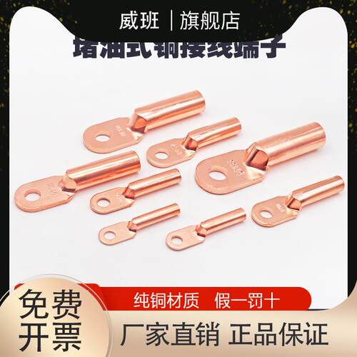 堵油式铜鼻子DT-16-25-35-70-95-185-240铜线耳电缆接头接线端子