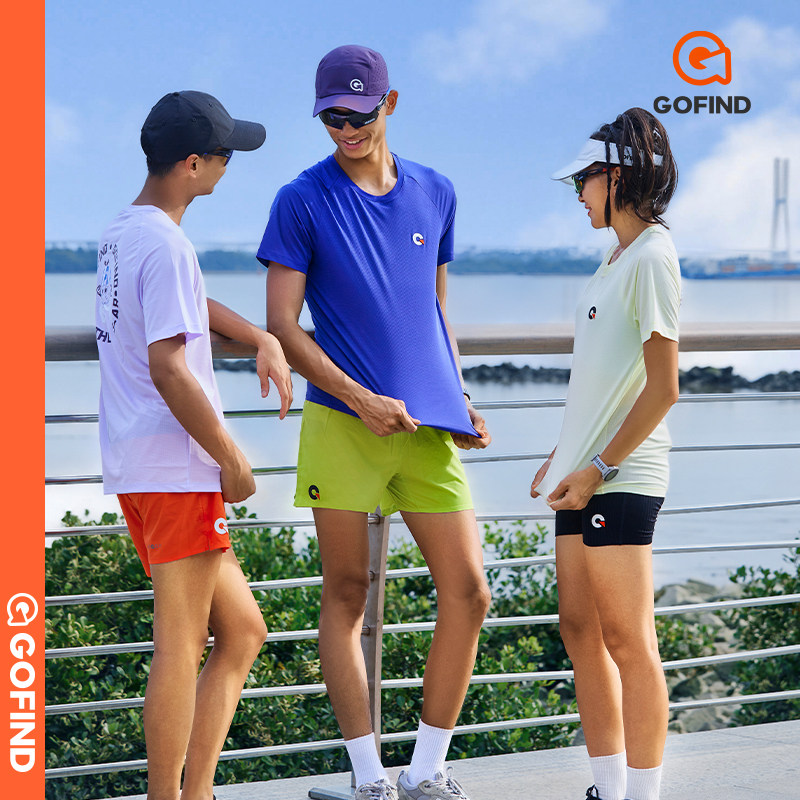 果凡轻薄透气速干运动上衣荔枝快跑男女款户外马拉松跑步短袖T恤