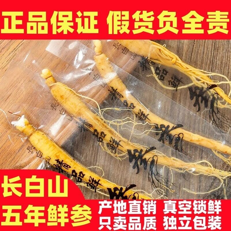 小鲜参真空包装长白山保鲜参泡酒参东北特产新鲜人参补品材料林下