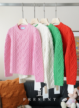 老宝娘家童装丨JCLP中童圆领麻花100%山羊绒