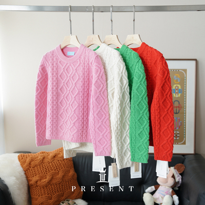 JCLP中童圆领麻花100%山羊绒