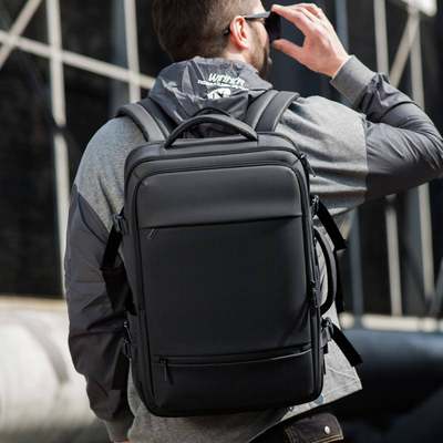 双肩背包男士大容量长短途商务出差扩容行李包17.3寸笔记本电脑包
