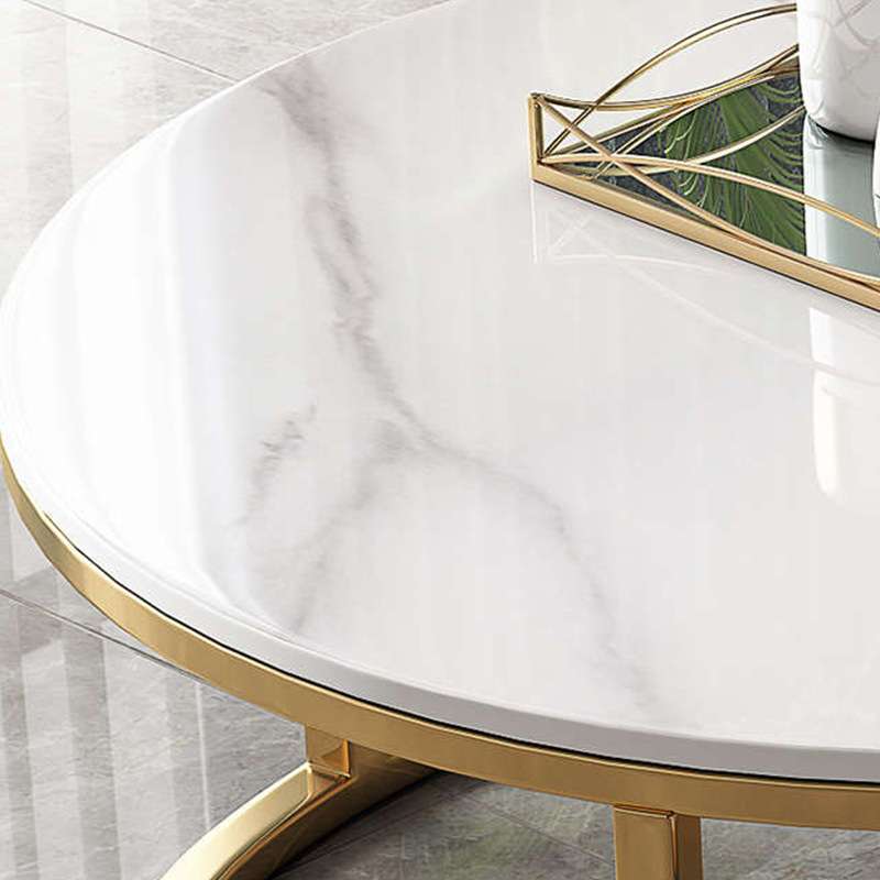 北欧茶几简约现代大理石家用客厅小户型圆形轻奢创意岩板茶几组合