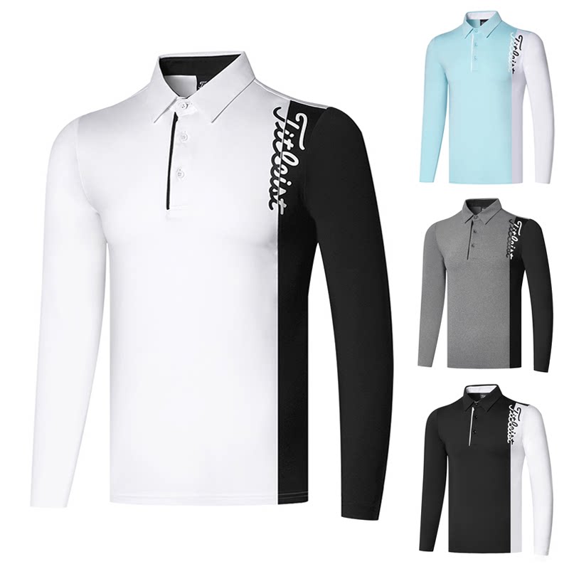 新款高尔夫服男士高尔夫长袖POLO衫防晒透气快干上衣高尔夫服定制