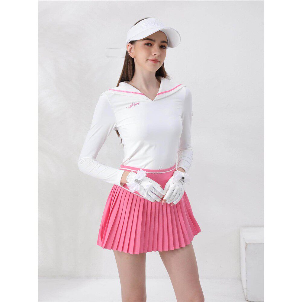春秋季高尔夫女装长袖裙子套装女网球上衣百褶裙golf服装女士衣服