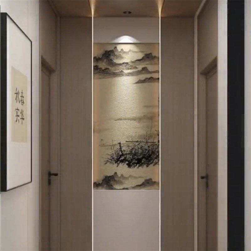 新中式玄关装饰山水画墙纸入户正对门壁画玄关墙布电视背景墙壁纸
