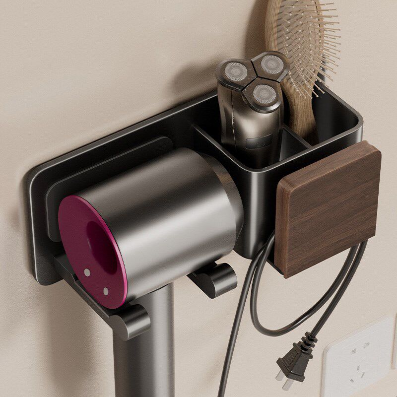 胡桃木吹风机置物架免打孔卫生间电吹风支架壁挂式浴室风筒挂架子