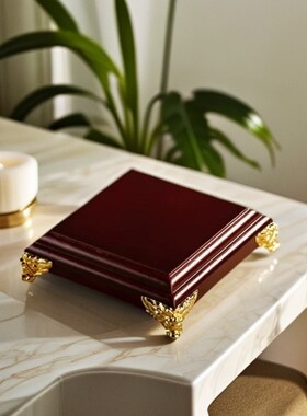 金字塔底座正方形底座中式摆件现代工艺品木质