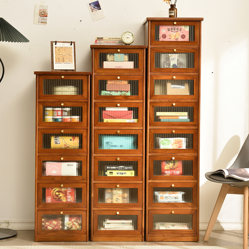 实木夹缝收纳柜抽屉式储物柜厨z房零食置物架客厅窄斗柜卧室床头