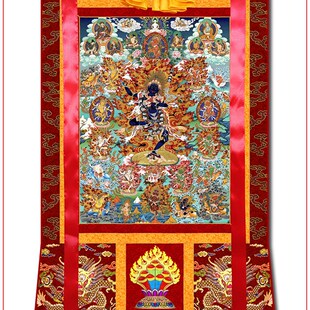 8455黑忿怒母(金刚亥母)定制唐卡西藏族挂画装饰画布艺装裱非