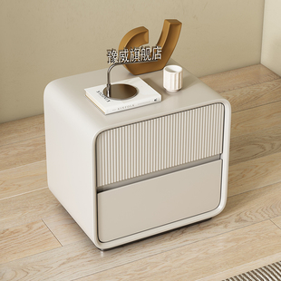 2023新款网红奶油风全实木烤漆床头柜现代简约轻奢高级感卧室小型