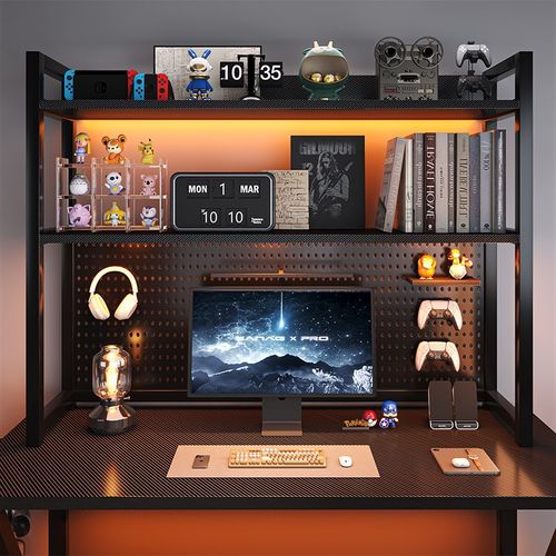 桌面多层简约书架多功能学生书桌上收纳置物架铁艺洞洞板可放桌面