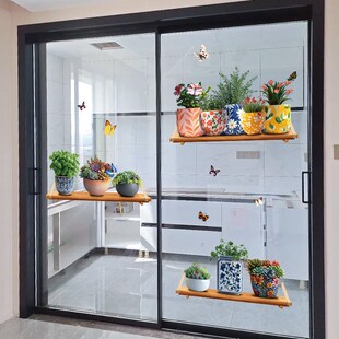 阳台窗户贴画装饰玻璃门防撞贴纸墙面遮丑文艺清新小盆栽绿植墙贴