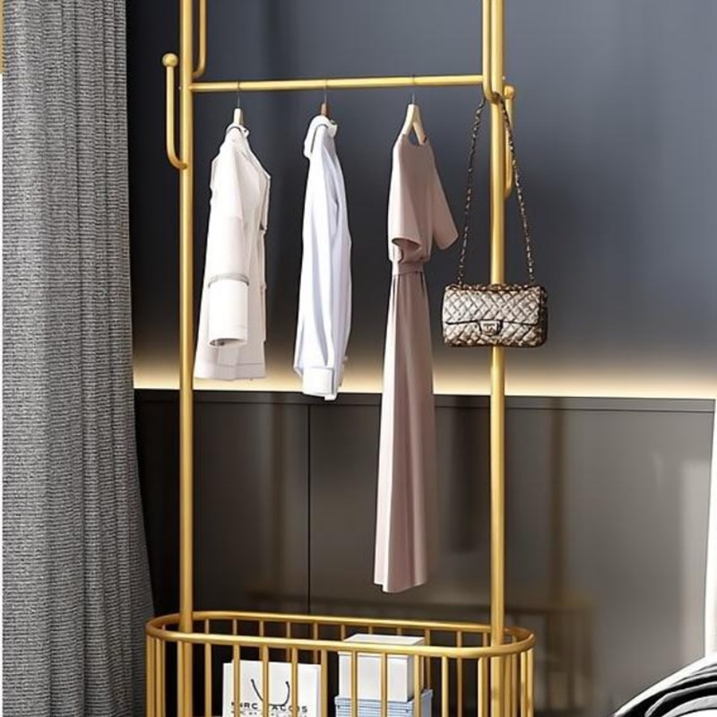 衣架落地卧e室晾挂衣架金属移动带轮家用客厅衣帽架网红轻奢脏衣