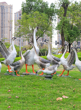 户外仿真动物家禽大白鹅玻璃钢雕塑摆件农家院子花园别墅庭院装饰
