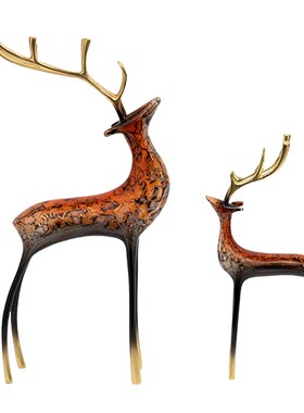 大漆高档铜鹿轻奢现代客厅玄关摆件新中式开业乔迁送人送礼装饰